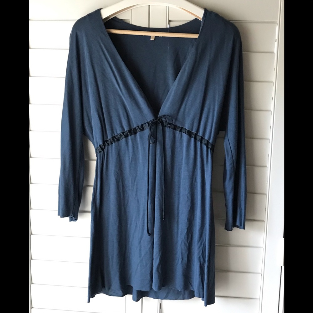 Matty M Blue top with silk empire waist tie